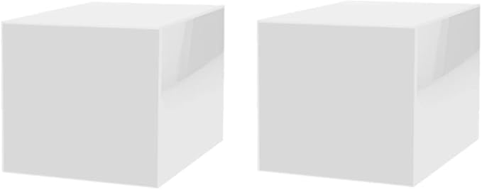 2 Pack 10 Inch White Acrylic Display Box with One Open Side No Lid Versatile Square Merchandise Storage Bin or Retail Product Riser by Marketing Holders by MarketingHolders