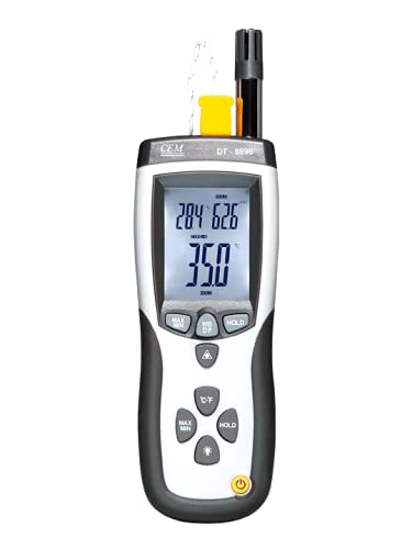 CEM Psychrometer with Infrared Thermometer, Humidity Meter, Dew Point Temperature, Wet Bulb Temperature for HVAC, Chemical and Automobile Industry Model: DT-8896 by Unknown