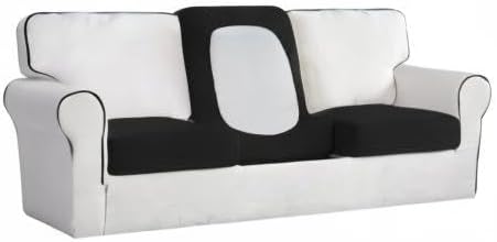 Easy-Going Stretch Individual Chair Couch Cushion Cover Sofa Cushion Furniture Protector Sofa slipcover Soft Flexibility with Elastic Bottom (3-Piece Sofa Cushion Cover, Black) - Image 8