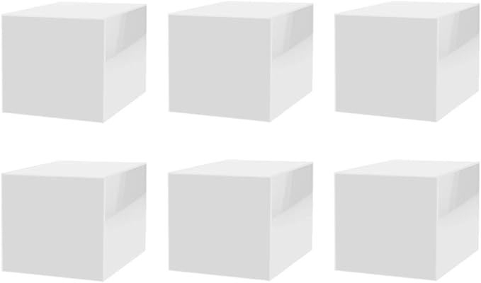6 Pack 5" Acrylic Display Riser Box with One Open Side No Lid Versatile Preassembled Glossy White Square Lucite Retail Product Platform or Merchandise Storage Bin by Marketing Holders by MarketingHolders