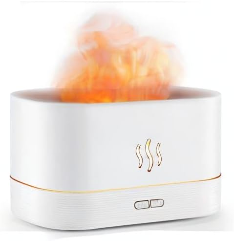 Flame Diffuser Humidifier-Auto Off 180ml Essential Oil Diffuser-2 Modes Brightness Aroma Humidifier with Fire Flame Effect for Home,Office,Spa,Gym(White)… - Image 9