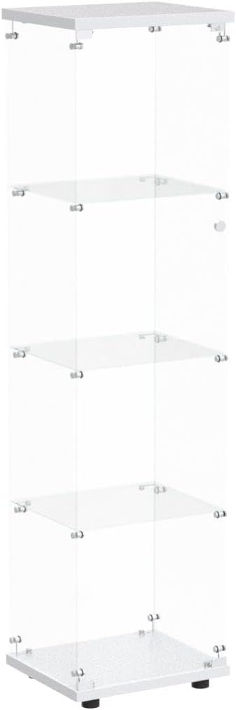 Yoluckea 4 Shelves Glass Display Cabinet with Door, Curio Collection Display Case for Home Office, Floor Standing Bookshelf Corner Cabinet Upgrade Assembly (White) - Image 5