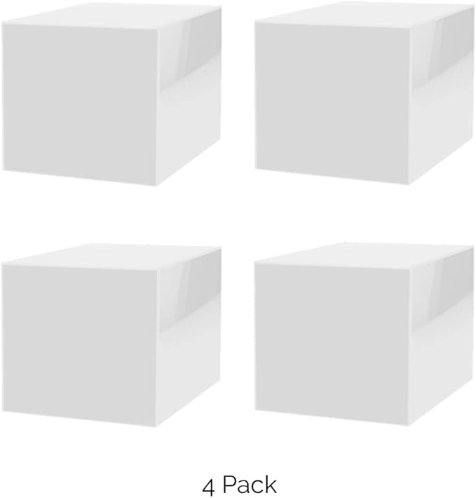 4 Pack 12" White Acrylic Display Box with One Open Side No Lids Versatile Square Plexiglass Retail Product Riser or Merchandise Storage Bin by Marketing Holders - Image 2