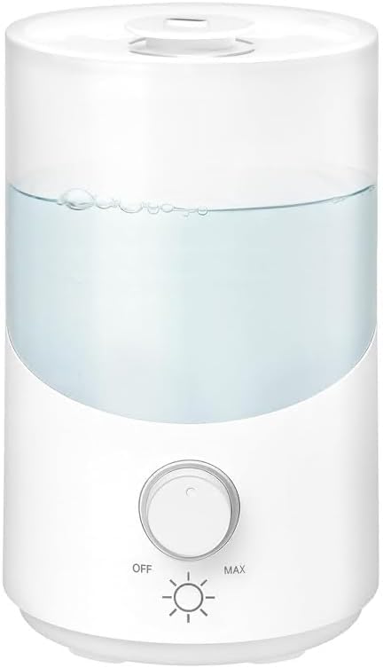 Cool Mist Humidifier for Bedroom, 3L Top Fill Ultrasonic Air Humidifier with Adjustable Knob Control, Quiet Operation, Auto Shut-Off, BPA-Free for Home, Baby, Office, Plants by Unknown