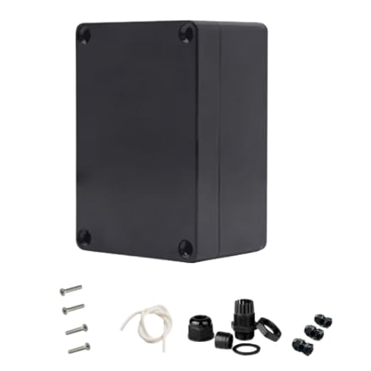 Project Box for Electronics -Electrical Enclosure, Junction Box ABS Plastic Dustproof Waterproof IP65, with 4 PCS M16 Cable Glands Black (6.22x3.54x2.36 inch (158 x 90 x60 mm) by Unknown