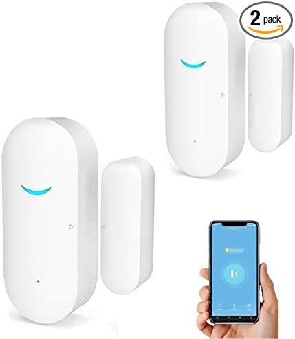 2-Pack WiFi Door and Window Sensors,Tuya Smart Alarm with Free Notification APP Control Home Security Alarm System, No Hub Required,Compatible with Alexa, Google Home by SENCKIT