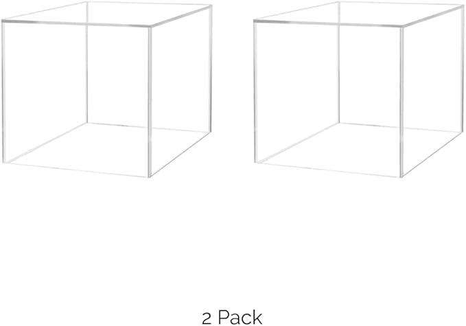 2 Pack 14 Inch Clear Acrylic Display Box with One Open Side No Lid One Piece Versatile Square Lucite Merchandise Storage Bin or Retail Product Riser by Marketing Holders - Image 4