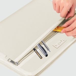 Fireproof Safe Waterproof Accordion File Bag Folder Expanding Filing Folder with 14 Multicolored Pockets, A4 Letter Size, Document Organizer Holder and Color Labels /2 Zipper (Beige 14.3" x 9.8") - Image 9