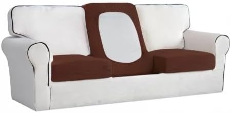 Easy-Going Stretch Individual Chair Couch Cushion Cover Sofa Cushion Furniture Protector Sofa slipcover Soft Flexibility with Elastic Bottom (3-Piece Sofa Cushion Cover, Coffee) - Image 8