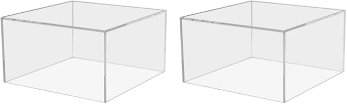 2 Pack Clear Acrylic Display Box with One Open Side No Lid 7" x 7.25" x 4" Inch Versatile Plexiglass Merchandise Storage Bin or Retail Product Riser by Marketing Holders by MarketingHolders