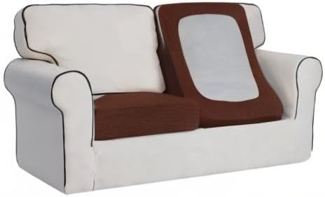 Easy-Going Stretch Individual Loveseat Couch Cushion Cover Sofa Cushion Furniture Protector Sofa slipcover Soft Flexibility with Elastic Bottom (2-Piece Loveseat Cushion Cover, Coffee) - Image 8