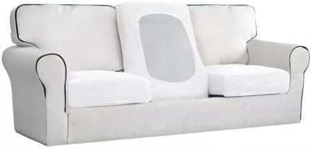 Easy-Going Stretch Individual Chair Couch Cushion Cover Sofa Cushion Furniture Protector Sofa slipcover Soft Flexibility with Elastic Bottom (3-Piece Sofa Cushion Cover, Snow White) - Image 8