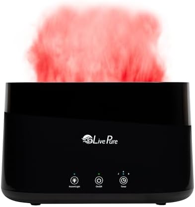LP300HUM LivePure Aqua Flame Ultrasonic Humidifier (0.19 Gal)- Vibration Technology Humidifier with Essential Oil Diffuser – Mini Portable Cute Design for Personal Use, Dorm Rooms, & Desks - Black - Image 8