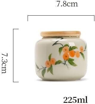Storage Tank Hand-painted Distant Mountains, Green Bamboo, Persimmon Tea Cans, Small Ceramic Sealed Tea Cans, Moisture-proof Home Use Tea Storage Caddy(D) - Image 2