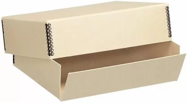 Lineco Museum Archival Storage Box, 11.75x15.25x3 in. Drop Front Design. Acid-Free with Metal Edge. Organize Photos, Pictures, Prints, Documents, Crafts, DIY. Tan, 1 Pack by Lineco