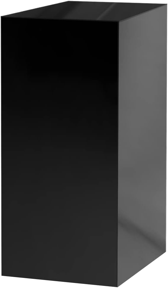 One Piece Acrylic Pedestal Art Stand Glossy Black Display No Lid 12" x 12" x 32" High No Assembly Column Lifter Elegant Display Weddings Celebrations Cube Riser Showcase by Marketing Holders by MarketingHolders
