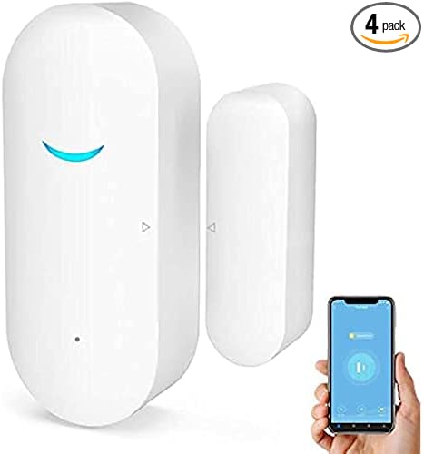 4-Pack Smart Door/Window Sensor: WiFi Alarm, Wireless Alerts, Compatible with Alexa/Google Assistant by SENCKIT