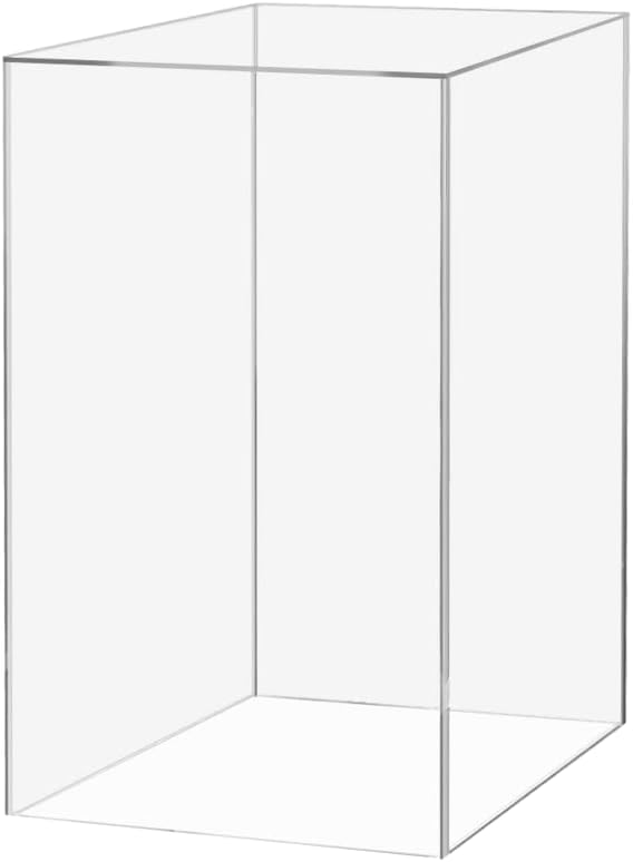 Acrylic Plinth Display Riser Box with One Open Side No Lid Versatile Clear Column 12" x 12" x 24" Merchandise Socle or Storage Bin or Retail Product Riser No Assembly by Marketing Holders by MarketingHolders