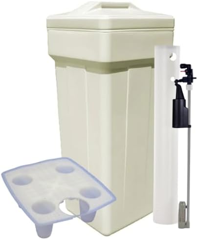 Salt Grid Included! AFWFilters Water Softener Salt Brine Tank with Safety Float Assembly, Water Softener Tank Replacement 15"x17"x36" Rectangular (Almond) by Abundant+Flow+Water+Systems