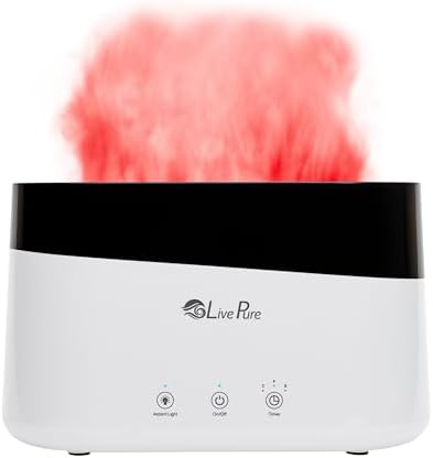 LivePure LP300HUM Aqua Flame Cool Mist Humidifier – Small Ultrasonic Plant Humidifier Indoor with Essential Oil Diffuser – Dorm Essentials, Apartment, Desks & Home Office White - 0.20 Gal/ .75L - Image 8