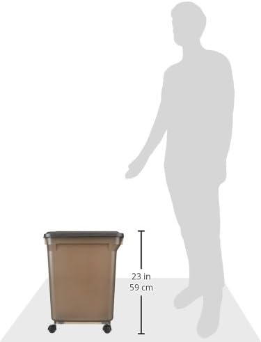 IRIS USA Airtight Dog Food Storage Container, WeatherPro, Up to 40 lbs, Removable Wheels, for Dog Cat Bird and Other Pet Food Storage Bin, Keep Fresh, Translucent Body, Made in USA, Smoke/Black - Image 3
