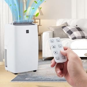 14,000 BTU Portable AC Unit– 4-in-1 Portable Air Conditioner with Cooling, Dehumidifier, Fan & Sleep Mode for Rooms Up to 700 Sq.Ft, Remote Control, LED Display, 24H Timer, White-3033 - Image 5