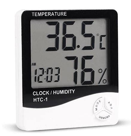 HTC-1 Digital Hygrometer Indoor Thermometer Clock/Alarm Humidity Meter Room Thermometer with Temperature and Humidity Monitor Mini Hygrometer Outdoor by Unknown