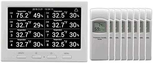 Ambient Weather WS-3000-X8 Thermo-Hygrometer Wireless Monitor w/ 8 Remote Sensors - Logging, Graphing, Alarming, Radio Controlled Clock by AmbientWeather