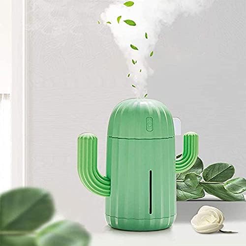 Mini Humidifier Single Room Humidifiers with Night Light Portable Cactus Air humidifier for for Yoga, Office, spa, Bedroom，Baby Room，Silica Gel Diffuser for tap Water only(Green) - Image 2