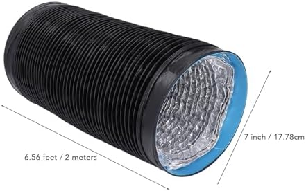 Jeanoko 1PCS 7"/ 6.56ft Dryer Vent Exhaust Hose, Flexible Aluminum Foil Ventilation Duct with Steel Wire Spiral for HVAC Kitchen Greenhouse Grow Tent, Dryer Vent Vacuum Hose Attachment - Image 4