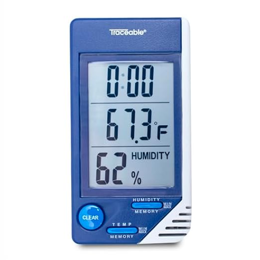TRACEABLE - AO-90080-06 Traceable Thermometer with Clock, Humidity Monitor, and Calibration by Digi-Sense