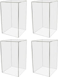 4 Pack Tall Display Box Clear Acrylic 12" x 12” x 19” No Lids Hollow Pedestal 5 Sided Display Trinkets Flowers Dust Cover Bin Collectibles Elevated Multi Use Showcase by Marketing Holders by MarketingHolders