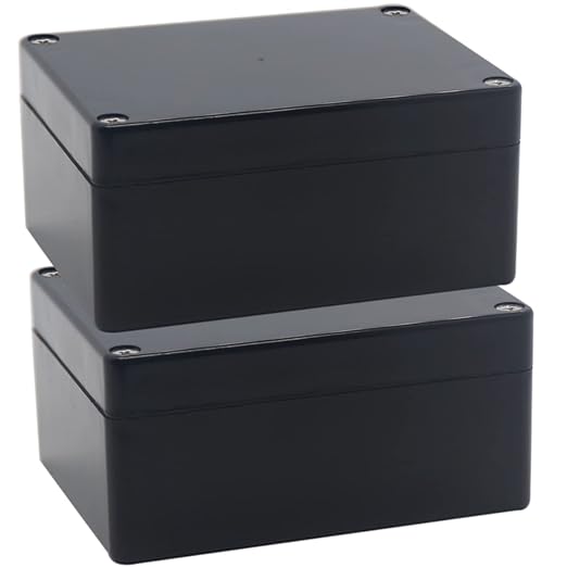 Watertight Junction Box, IP67 Waterproof Project Box Durable ABS Plastic Electronic Enclosure Case for DIY Electrical Project Black 4.53" x 3.54" x 2.17"(115 x 90 x 55 mm) 2Pcs by YETLEBOX