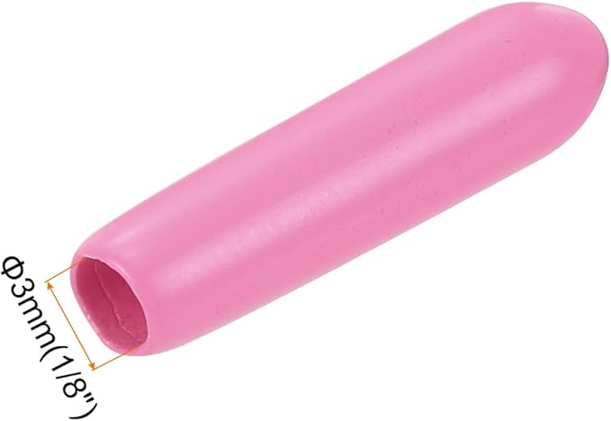 uxcell 20pcs Rubber End Caps 3mm(1/8 inch) ID Vinyl PVC Round Tube Bolt Cap Cover Screw Thread Protectors Pink - Image 3