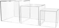 Acrylic Display Riser Boxes 3 Piece Clear Retail Product Riser 4", 5", 6" High Nesting Bins One Open Side No Lid Merchandise Storage Box by Marketing Holders by MarketingHolders