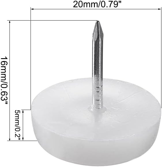 uxcell Furniture Feet Nail Plastic Glide Nails Chair Table Leg Protector Pads 20mm Dia White 40pcs - Image 2