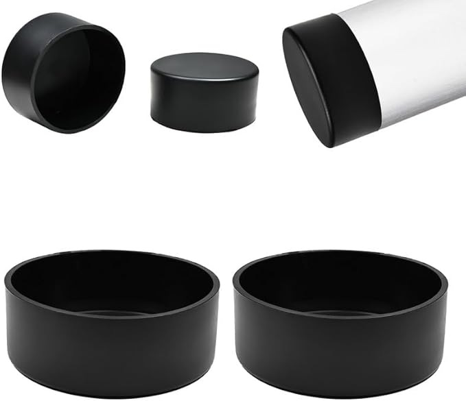 4" (100mm) Silicone Chair Leg Floor Protectors, Rubber Chair Leg Caps, Non-Slip Furniture Pads Round Chair Feet Covers End Caps for Hardwood Floors, Patio & Table Foots, Black (2PCS) by EASYEAH
