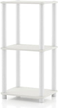 Homes: Inside + Out Apexa Modern 3-Tier Narrow Shelving Units, Collectibles Display Shelves, Easy Assembly Standing Shelf, Home Storage Organizer for Living Room, Bedroom, Office, White by HOMESInsideOut