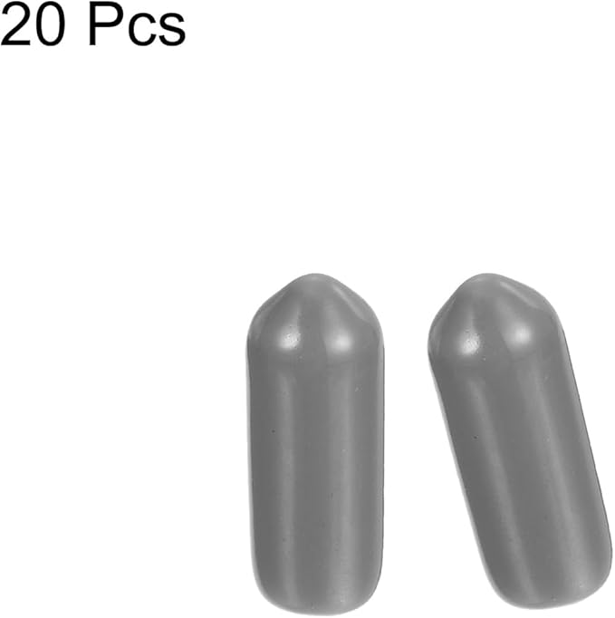 uxcell 20pcs Rubber End Caps Protective Caps 4.5mm ID Vinyl PVC Round Tube Bolt Cap Cover Screw Thread Protectors, Light Grey - Image 2