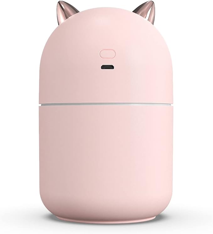 Portable 300ml Mini Cool Mist Humidifier With Night Light, USB Auto Shut-Off, Ultra-Quiet, 2 Spray Modes for Home Office Travel (Pink) - Image 3