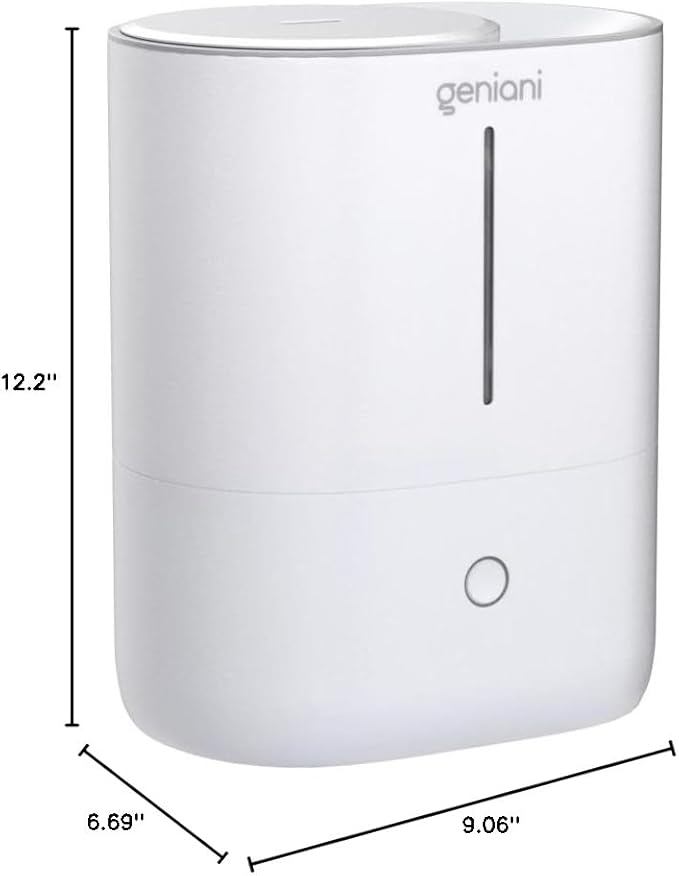 GENIANI Cool Mist Air Humidifiers for Bedroom, Plants, and Large Rooms - Quiet Humidifiers for Baby Room with Auto Shut Off & Night Light (3.9L, White) - Image 7