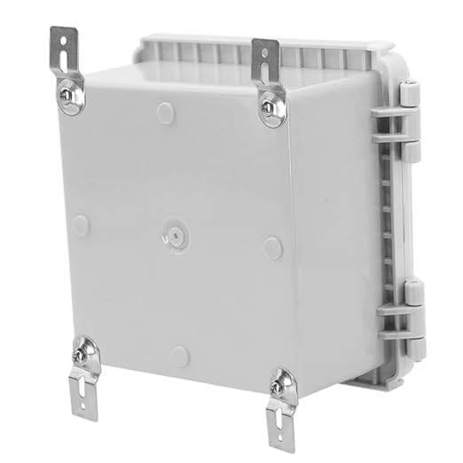Zulkit Junction Box,IP67 Waterproof Electrical Box Hinged Cover Stainless Steel Latch Plastic Enclosure for Project with Mounting Plate Wall Bracket and 2 Cable Gland Grey 5.9"x5.9"x3.5"(150x150x90mm) - Image 8