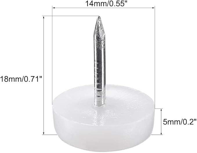 uxcell Furniture Feet Nail Plastic Glide Nails Chair Table Leg Protector Pad 14mm Dia White 60pcs - Image 2