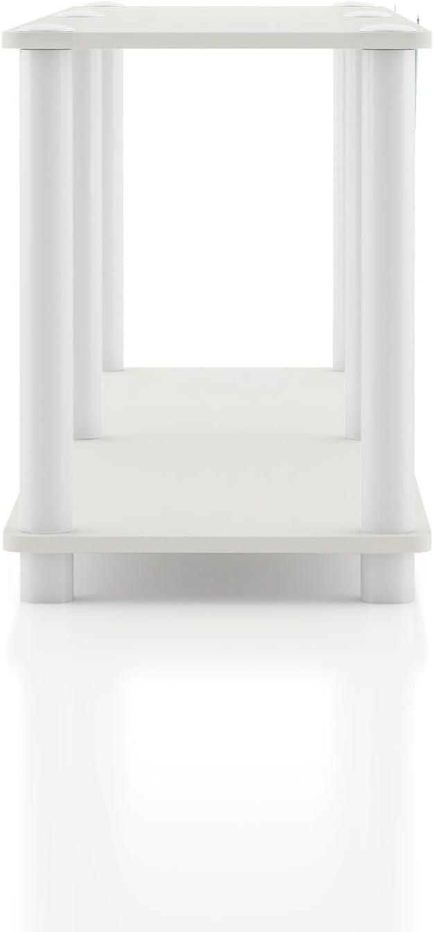 Homes: Inside + Out Apexa Modern 2-Tier Extra Wide Shelving Units, Collectibles Display Shelves, Easy Assembly Low Shelf, Home Storage Organizer for Living Room, Bedroom, Office, White - Image 12