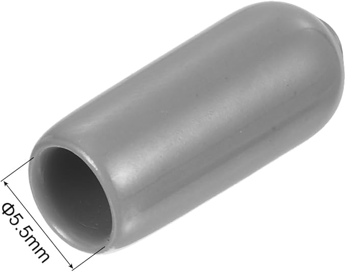 uxcell 20pcs Rubber End Caps Protective Caps 5.5mm ID Vinyl PVC Round Tube Bolt Cap Cover Screw Thread Protectors, Light Grey - Image 3