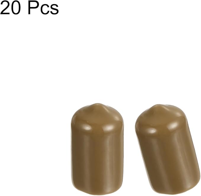 uxcell 20pcs Rubber End Caps 11.5mm ID Vinyl PVC Round Tube Bolt Cap Cover Screw Thread Protectors Light Brown - Image 2