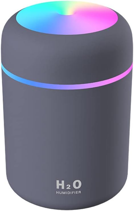 Portable Mini Humidifier, 300ml with Colorful LED Night Light, USB Personal Desktop Humidifier for Car Office Home Travel, Auto Shut-Off, 2 Mist Modes, Super Quiet(grey) - Image 2