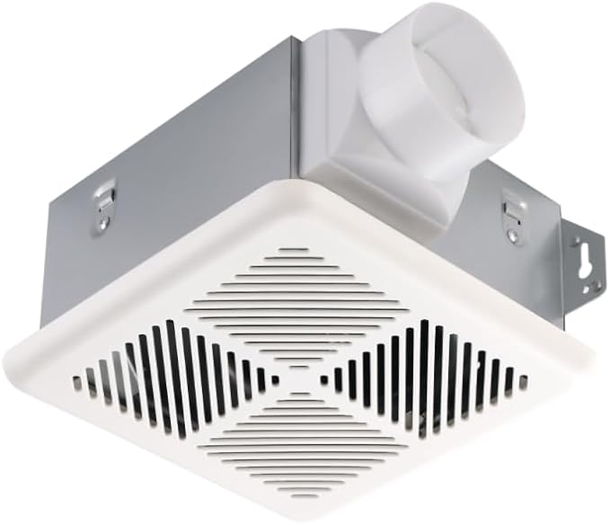 Tech Drive Very Quiet Bathroom Exhaust Fan - 50 CFM, 1.2 Sone, No Attic Access Needed, Energy Star Certified, Easy to Install,3-Inch Duct, Ceiling or Wall Mounted for Bathrooms Up to 55 Sq. Ft, White by TechDrive