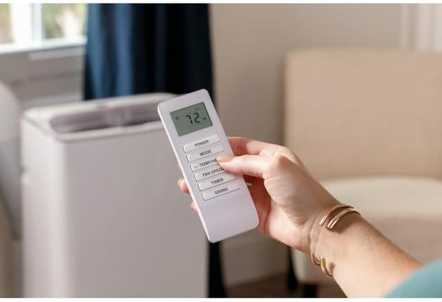 GE 9,950 BTU SACC Portable Air Conditioner for Medium Rooms up to 350 sq ft., Digital Controls, Remote Control, Perfect for Bedroom or Living Room, Easy Install Kit Included, White - Image 7