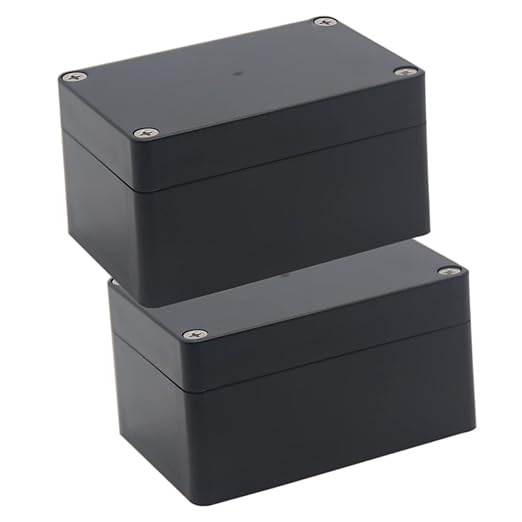 Watertight Junction Box, IP67 Waterproof Project Box Durable ABS Plastic Electronic Enclosure Case for DIY Electrical Project Black 3.94" x 2.68" x 1.97"(100 x 68 x 50 mm) 2Pcs by YETLEBOX